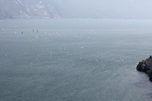 Pre-regatta Race 2 of the 2013 Optimist Worlds at Lake Garda © SW